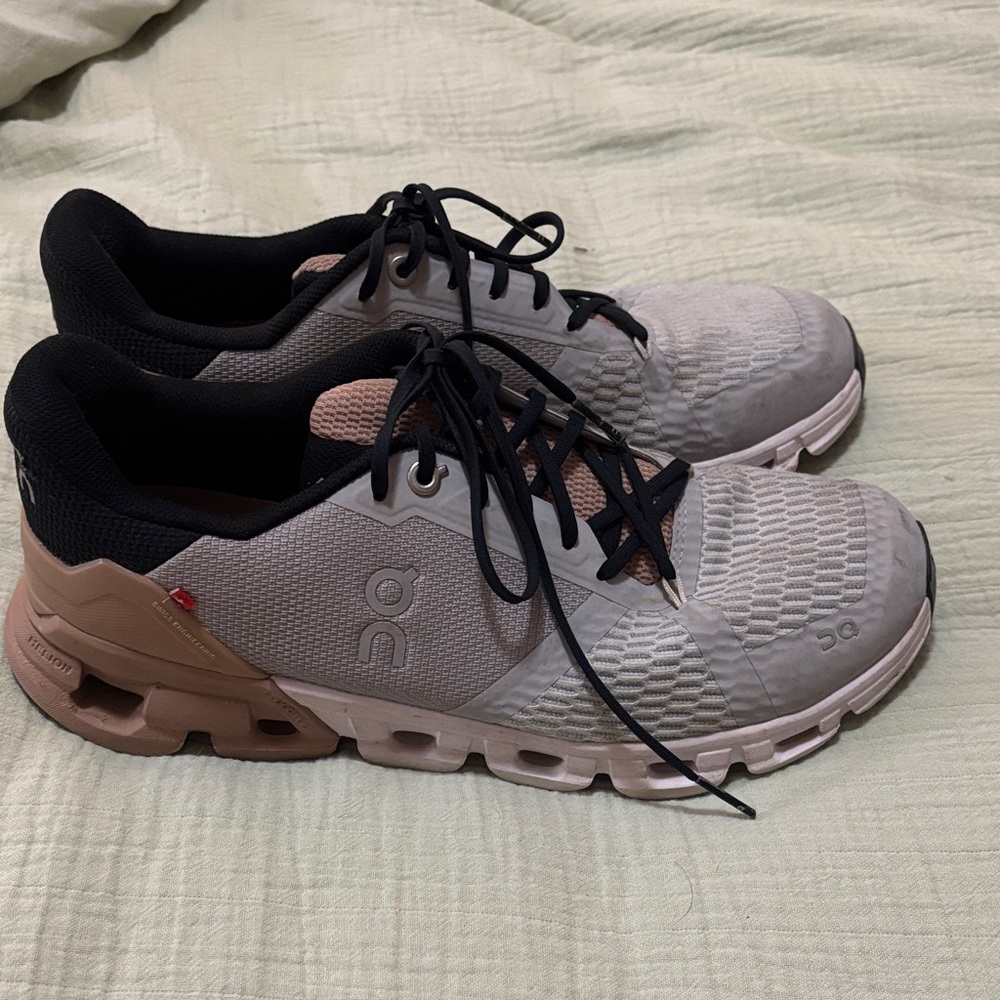 On Running Women's Athletic Shoes in Light Gray and Blush